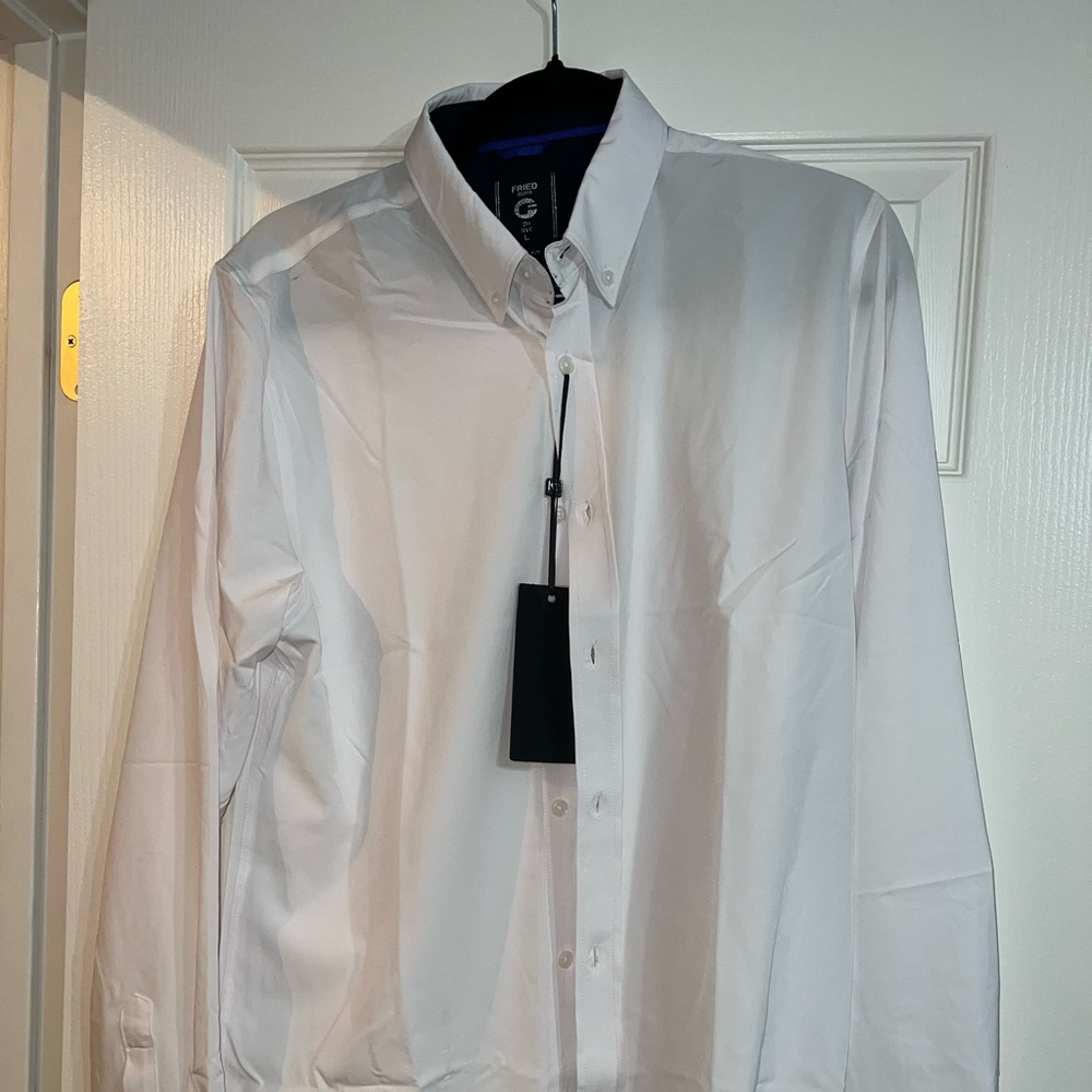 Fried Denim Slim Fit Large White Button Up Dress Shirt